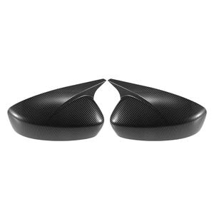 X AUTOHAUX 1 Pair Car Rear View Driver Passenger Side Mirror Cover Cap Overlay Black Carbon Fiber Pattern for Mazda 3 Axela 2014-2019 Mirror Guard Covers Exterior Styling Decoration Trims