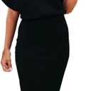 Ezbelle Women's 2025 Summer Dress Off The Shoulder Short Sleeve Ribbed Casual Party Bodycon Midi Dresses (8-10, 001 Black)