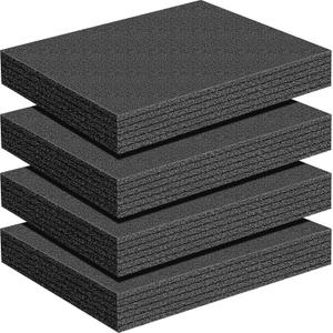 Treela Customizable Polyethylene Foam Sheets 16" x 12" x 2", Thick Cuttable Foam Padding Inserts for Cases, Polyethylene Block Sheets for Packing Toolbox Storage and Craft Pad(Black,4 Pcs)