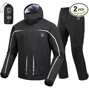 RIDEIRON Motorcycle Rain Gear for Men & Women, Waterproof Rain Suit
15,000 mm Waterproof Rating, Zippered Leg Openings, Roomy Seat Design, Reflective, Breathable, Fishing, Golf, Hunting, 2XL