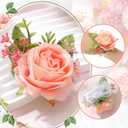 Sherr 24 Pcs Wedding Rose Wrist Corsage Wristlet Band for Bridal Bridesmaid Women Flowers Bracelets Decor Wedding Artificial Flowers for Party Prom Homecoming (Pink)