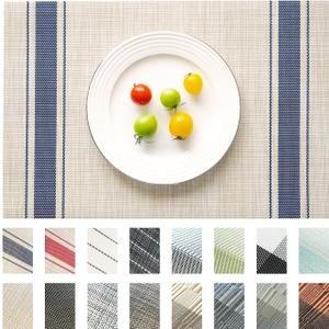 Placemats Set of 8 Vinyl/Plastic Woven Place Mats for Kitchen Table Indoor/Outdoor Washable Placemat Wipeable Dining Table Mats (Khaki Blue,8)