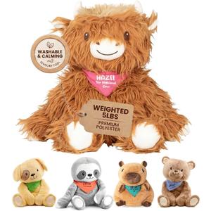 Lilly's Love Weighted Stuffed Animals for Adults & Kids 5lb Highland Cow Plush for Anxiety, ADHD & Sensory | Machine Washable Weighted Stuffed Animal w/Removable Insert | Hazel The Highland Cow