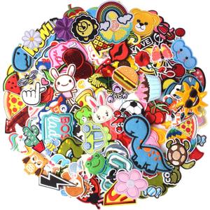 60PCS Random Assorted Styles Embroidered Patches, Sew on/Iron on Patches, Applique for Clothes Dress Pants Hats Jeans, Sewing Flowers Applique DIY Accessory
