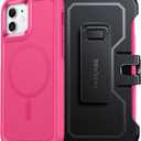 FNTCASE for iPhone 12 Magnet Case: Magnetic Dual Layer Protective Cell Phone Cover with Belt-Clip Holster | Military Grade Drop Proof Protection Durable Non Slip Textured Back Phonecase (Hot Pink)