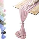 Silky Touch Chiffon Table Runner with Two Style Ribbon Ties, 10ft. Dusty Rose Pink Table Runner, Wedding Table Runner 29x120 Inches, Great Runner for Halloween Party, Christmas Event & Elegant Dining