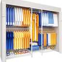 Ulif E12C Pro Heavy Duty Closet Organizer SystemFreestanding Clothing Racks for Hanging ClothesAdjustable Garment Rack 71"W x 16"D x 76.5"H Hold 960lbsWhite Clothing Rack with White Dustproof Cover