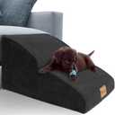 Topmart High Density Extended Foam Dog Ramp&Steps 2 Tiers,11.8" High,Non-Slip Dog Stairs,Soft Foam Dog Ladder with Waterproof Cover,Best for Dogs Injured,Older Cats,Pets with Joint Pain