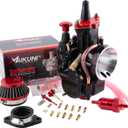 PWK Carburetor 24mm Racing Carb 50cc to 110cc 2T 4T Engine Carburetor Kits for Dirt Bike Motocross Motorcycle Scooter ATV Quad with Air Filter Intake Manifold Carb Jets (Black)