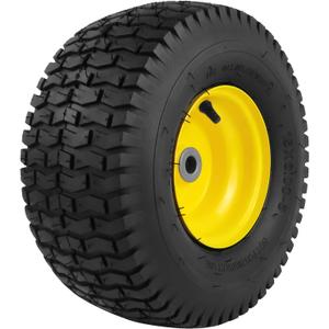 1PCS 15x6.00-6 Lawn Mower Tires, 4 Ply Tubeless 15x6-6 Front Tire Assembly Replacement for Craftsman/John Deere/Cub Cadet Riding Mowers,570lbs Capacity,3" Offset Hub,3/4" Bushing