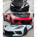 2020-2025 Compatible with Chevy Corvette C8 Z51 Stingray, Front Lip Splitter, 3-Piece Design, Metallic Gloss Black ABS WheelX
