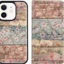 LUMARKE Designed for iPhone 12 Wallet Case, iPhone 12 Pro Case - Flip Folio Cover - 4 Card Slots Holder - Leather Magnetic Kickstand - Shockproof Protective Phone Case 6.1" Classic Flower Garden