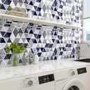 LaCheery 12"x12" Hexagon Peel and Stick Backsplash Blue and White Kitchen Backsplash Tiles Peel and Stick Tile Back Splash for Kitchen Bathroom Wall Tile Stickers Triangle Diamond Back Splash 4 PCS