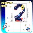 7 x Space Theme Birthday Candle Number 2 Universe Planet Rocket Spacecraft Cake Toppers for Boys Girls Kids Birthday Party Decorations