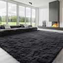 OLANLY 8x10 Machine Washable Large Area Rugs for Living Room, Bedroom, Soft Fluffy Shaggy Bedside Rug, Indoor Floor Carpet for Kids Girls and Boys, Dorms, Nursery, Home Decor Aesthetic, Black