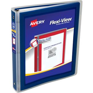 Avery Flexi-View 3 Ring Binder, 1 Inch Round Rings, 1 Navy Blue Binder (17685)