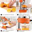 Zulay Kitchen Cast-Iron Orange Juice Squeezer - Heavy-Duty, Easy-to-Clean, Professional Citrus Juicer - Durable Stainless Steel Lemon Squeezer - Sturdy Manual Citrus Press & Orange Squeezer (Orange)