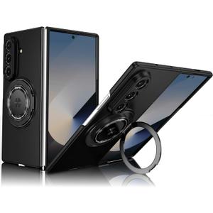 Compatible with Samsung Galaxy Z Fold 7,Magnetic Stand Ring Holder Shockproof Slim Cell Cover Protective,Screen ProtectorPhone Cover Case for Samsung Galaxy Z Fold 7 (Black)
