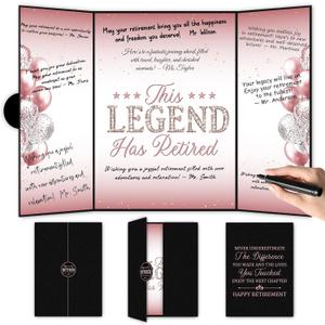 Black Pink Retirement Party Decorations, Retirement Party Guest Book for Men Women Happy Retirement Gifts