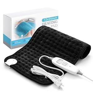 Electric Heating Pad for Back Pain Relief & Cramps - 6 Heat Settings,Auto Shut Off,Moist Heat Options,Portable Heated Pads for Neck/Shoulder Machine Washable Gift for Men Women,Blue,12"x24"