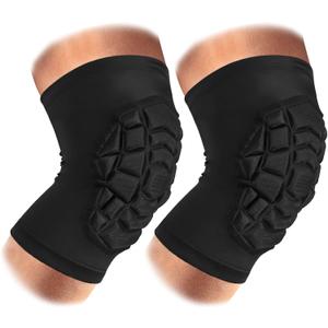 SZKANI Knee Pads Compression Leg Sleeve Knee Sleeve for All Sports Wrestling Protector Gear, 1 Pair of Knee Padded, Short Sleeve, Black, 2-Pack