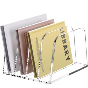YUXUN Desk File Organizer,4-Section Clear Acrylic Desk Organizer,Vertical File Sorter Holder Organization for Office School & Classroom