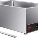 VEVOR Commercial Food Warmer, 1500W Electric Stainless Steel Steam Food Warmer, Fast Heating Countertop Buffet Bain Marie with Power Cord & Divider Strip, for Catering, Restaurants, Parties, Buffets (Full Size Pan)