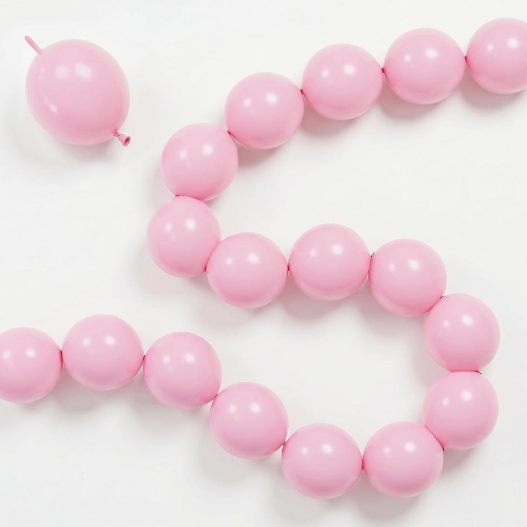 Pastel Pink Quick Link Balloons, 100PCS 10 Inch Baby Pink Linking Balloons for Making Balloon Wall Heart Arch, Tails Balloon for Girls Wedding Birthday Baby Shower Valentine's Party Decorations