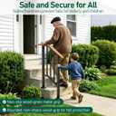 Hand Rails for Outdoor Steps, Metal Wood-Grain 2 Step Handrail, Outdoor Safety Balusters Railing Kit for Seniors & Kids, Anti-Wobble & Rustproof, Fits Concrete, Wood, Porch, Deck