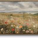 InSimSea Extra Large Framed Vintage Wall Art, Wildflower Field Art,20x40In