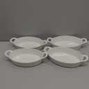 MALACASA Small Casserole Baking Dishes for Oven, Ceramic Oval Baking Dish Sets of 4, 8" x 5" Inch Au Gratin Baking Pans with Handles for Roasting, Lasagna, Pie, Baking Meat & Vegetables, White