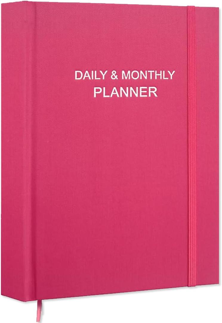 Daily & Monthly Planner for 2026 or Anytime - ADHD Planner Two Pages Per Day, Daily Planner Undated to Increase Focus, Eliminate Overwhelm, Achieve Your Biggest Goals, 8.5''  11'', Pink