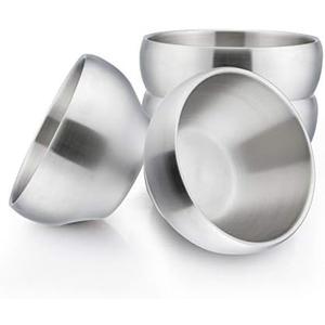 HaWare Heavy 18/8(304) Stainless Steel Bowls (Double Walled), 12 oz Kids Toddlers Feeding/Soup/Snacks Bowls, Unbreakable and Dishwasher Safe (4 Pack)