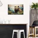 Farmhouse Bear Wall Art Watercolor Forest Wildlife Wall Decor for Living Room Nursery Animal Canvas Picture Bedroom Rustic Botanical Wildflower Painting Rustic Artwork Bathroom Home Decorations 20x30"