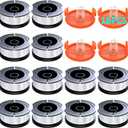 YWTESCH 16 Pack Weed Eater String Compatible with Black+Decker, 360ft 0.065" AF-100 Replacement Spool, Autofeed String Trimmer Line Fit for Black+Decker Weed Wacker(12 Spools,4 Spool Caps,4 Springs)