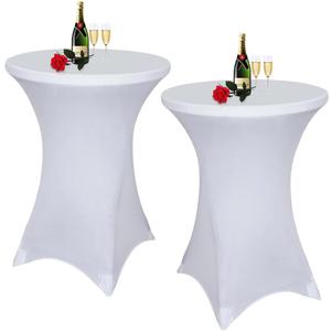 Albassa 2 Pack Cocktail Table Covers 32"x43" Spandex Stretch Highboy Top Tablecloth Fitted Round Table Cloths for Bar Wedding Cocktail Party Banquet Tables (2, White, 32"x 43")