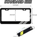 2PCS License Plate Frames Matte Black License Plate Cover Holder Aluminum Alloy Metal License Plate Covers Sport Stripe Keychain Black Tire Valve Cap Compatible with Dodge Charger Challenger (Grey)