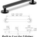 16 inches Stainless Steel Designer Grab Bar for Bath Safety, Collection Glacier, ADA Compliant 500lbs Loading Capacity, Dual Tone (Matte Black | Chrome)