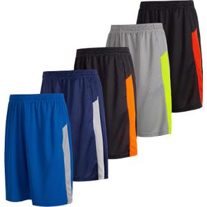 5 Pack: Men's Dry-Fit Sweat Resistant Active Athletic Performance Shorts, 3XL