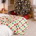 Christmas Flannel Throw Blanket 50 x 60 Inch Soft Warm Plush Holiday Decorative Throw Blanket for Couch Bed Sofa Fuzzy Flannel Lightweight Elegant Winter Gift Xmas Themed Print(Balls)