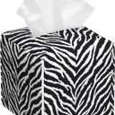 Tissue Box Holder Zebra Print Tissue Box Cover Square Leather Tissue Holder Organizer Portable Decorative Facial Paper Case for Home Office Bathroom Vanity Countertop