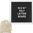 PATIKIL Felt Letter Board, 10x10Inches Black White Wooden Changeable Message Board with Storage Bag Stand for Kitchen Menu Classroom Farmhouse Decor Notes, White Bronze Letter