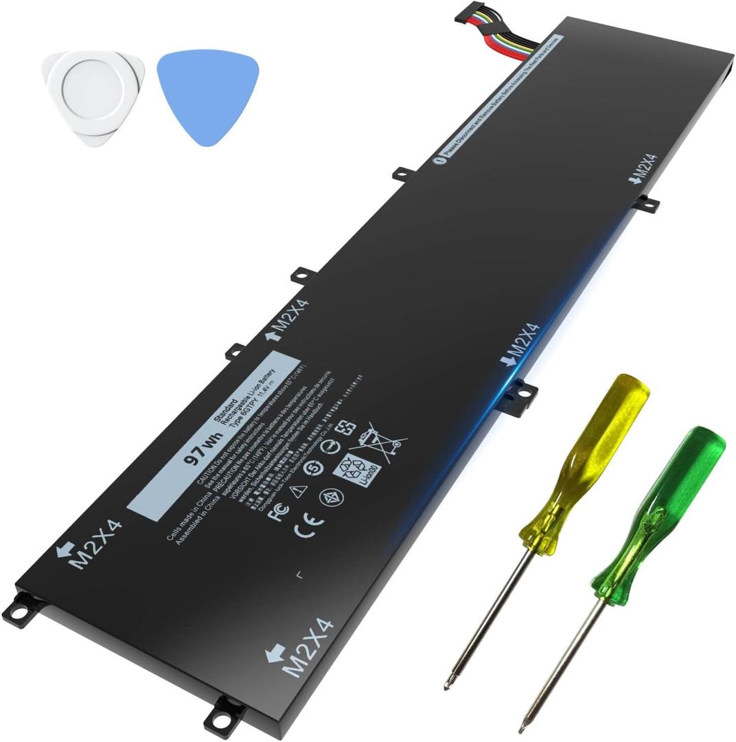 97WH 6GTPY Laptop Battery Compatible with Dell XPS 15 9550 9560 9570 7590 Precision 5510 5520 5530 5540 Vostro 7500 7590 5XJ28 GPM03 4GVGH 1P6KD 5D91C P56F M2X4 05XJ28 P56F001 P56F002 11.4V