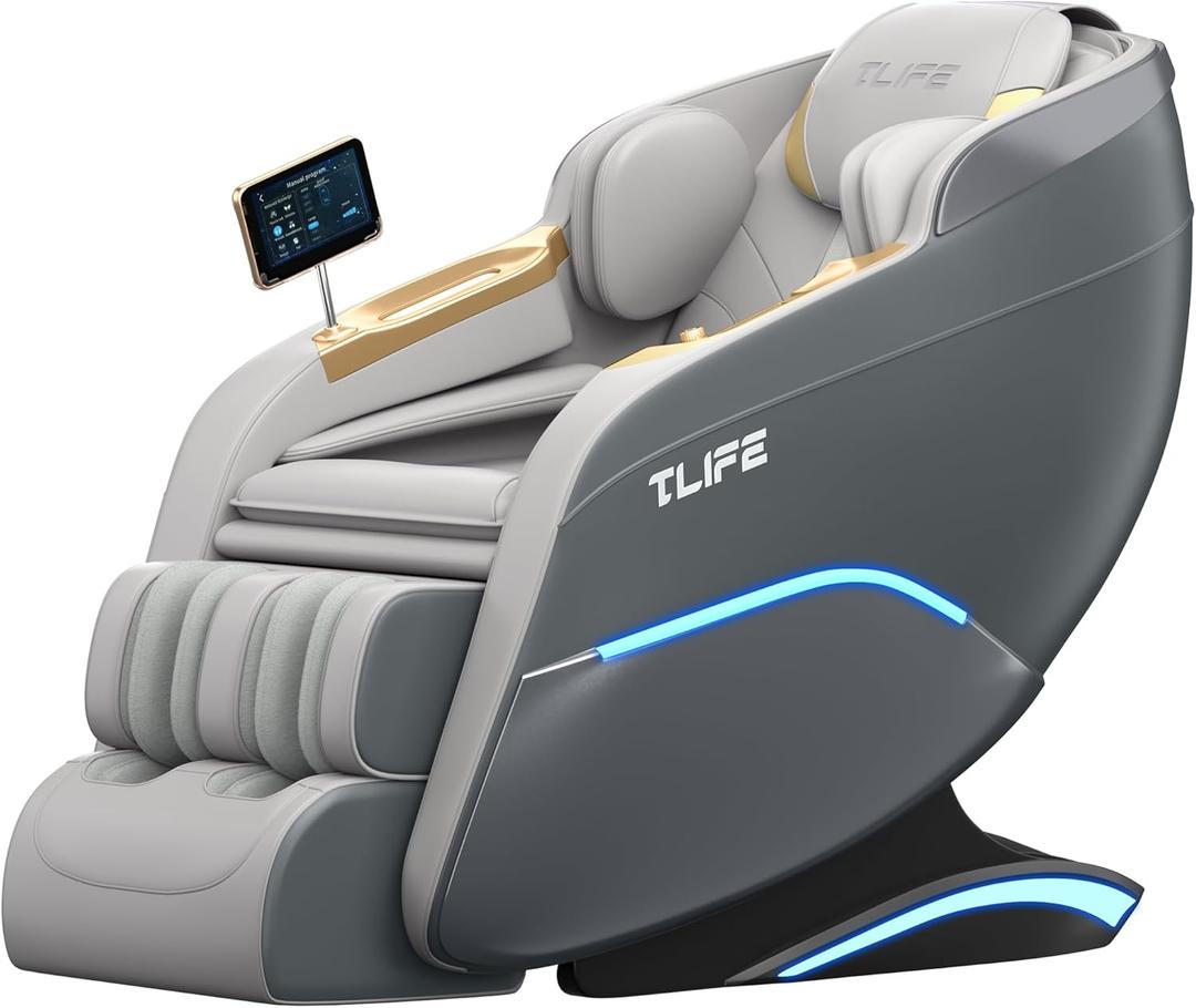 TLIFE Massage Chair Full Body, 160Zero Gravity Recliner with Body Scan, 50" SL-Track Shiatsu Massage Chair, Fixed Point Massage, Foot Rollers, 12 Auto Modes, Deep Yoga Stretch, Heating, Grey