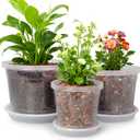 6/8/10 Inch Large Size Clear Nursery Pots with Drainage and Saucers, 9 Pack Plastic Plant Pots for Seedling Starter, Durable Plastic Pots for Indoors