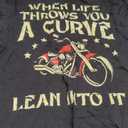Biker When Life Throws You A Curve Motorcycle Men Women Kids T-Shirt Medium, Black 