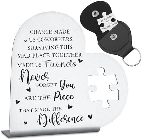 Coworker Leaving Gift Set, Farewell Going Away Goodbye Gifts for Coworker, Appreciation Gifts Basket for Coworker Work Bestie Social Worker New Job Office Gifts Set Keepsake Signs Plaque GDW5