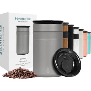 Elemental Artisan Insulated Tumbler, Triple Wall Coffee Travel Mug, Reusable Stainless Steel Coffee Tumbler with Ceramic Lid, Thermal Coffee Cups for Hot (6 Hrs) & Cold (18 Hrs), 12oz - Graphite