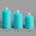 Eywamage Turquoise Blue Flameless Pillar Candles with Remote, Flickering LED Candles Battery Powered Real Wax Set of 3