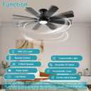 KNUN 52 Inch Ceiling Fan with Light,Low profile Ceiling Fans with Remote Control or App Control, 8 Blades, Noiseless, DC Motor, Flush Mount Ceiling Fan for Bedroom,Living Room, Indoor/Outdoor Black